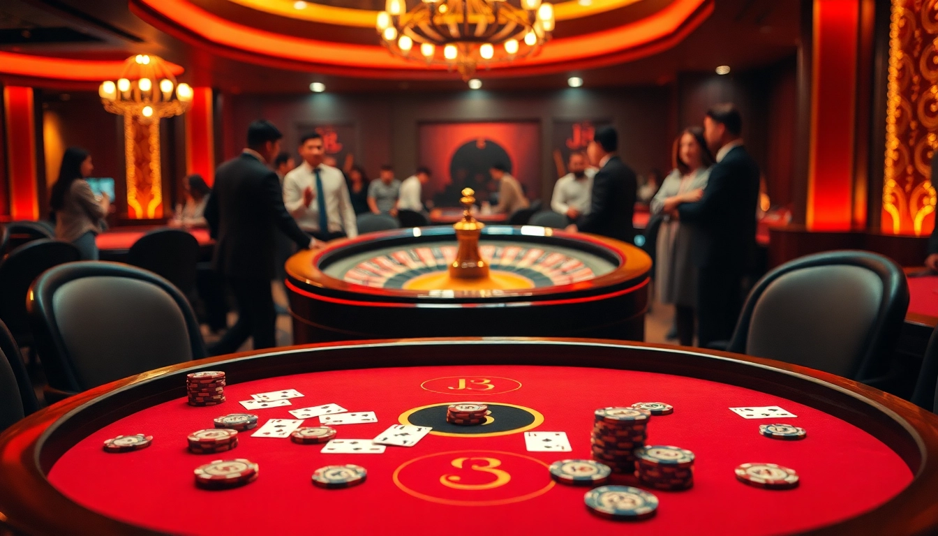 Experience thrilling action at J8 casino with players engaging at vibrant tables.