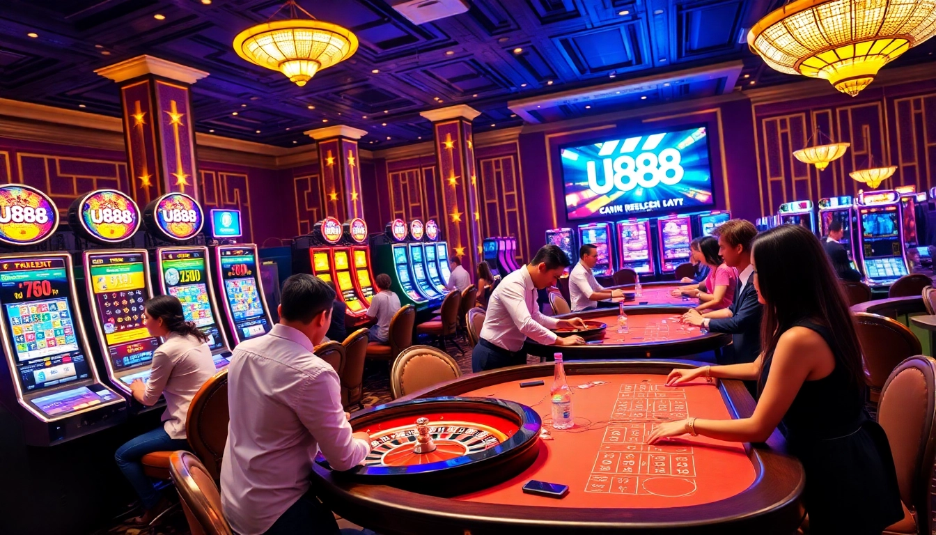 Players enjoying various games at U888's luxurious online casino experience.