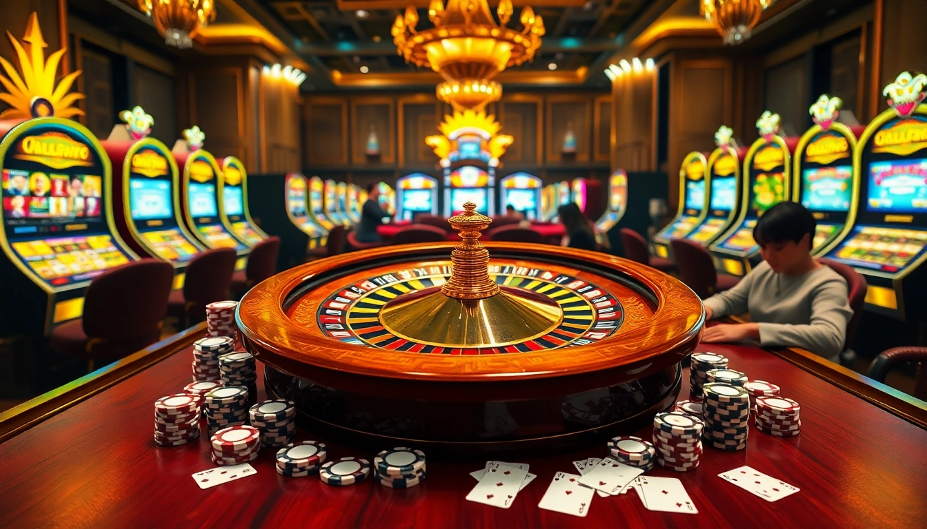Engaging players at a glamorous casino table featuring 555win-themed chips and cards.