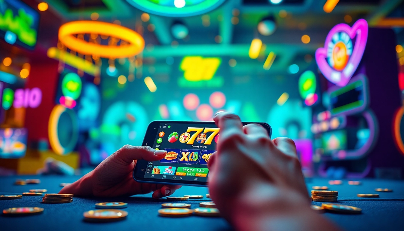 Experience the excitement of yono 777 with a vibrant gaming interface displayed on a smartphone, showcasing dynamic visuals and engaging gameplay.
