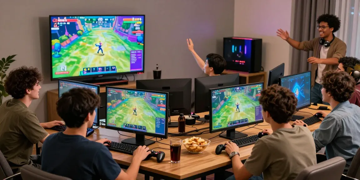 Raja Game login scene with friends playing together in a vibrant gaming lounge.